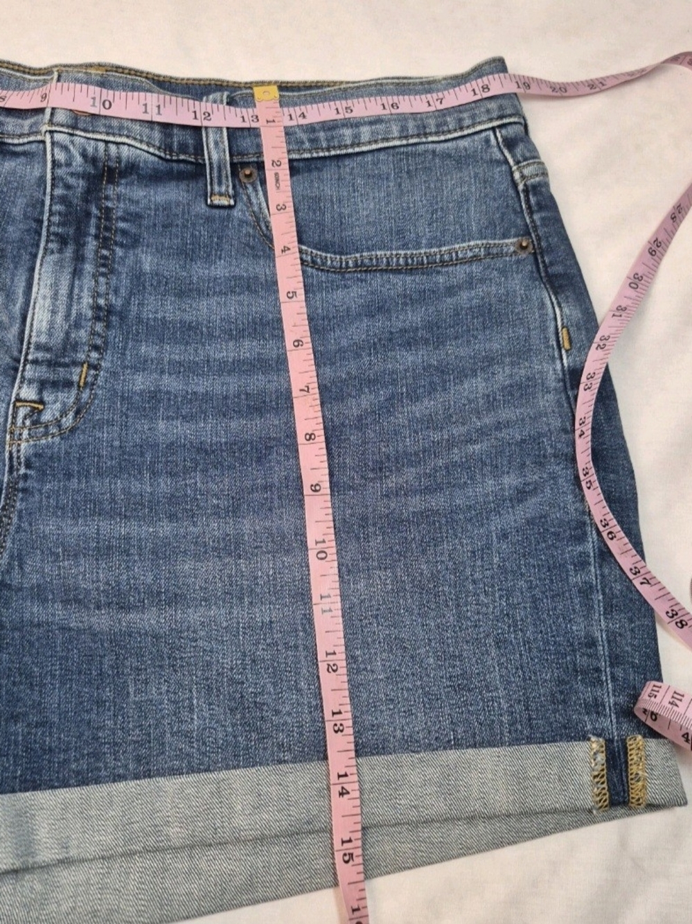 J.Crew Stretch Shorts Womens Size 32 Blue Jean Cuffed NWT 28 - Picture 7 of 8